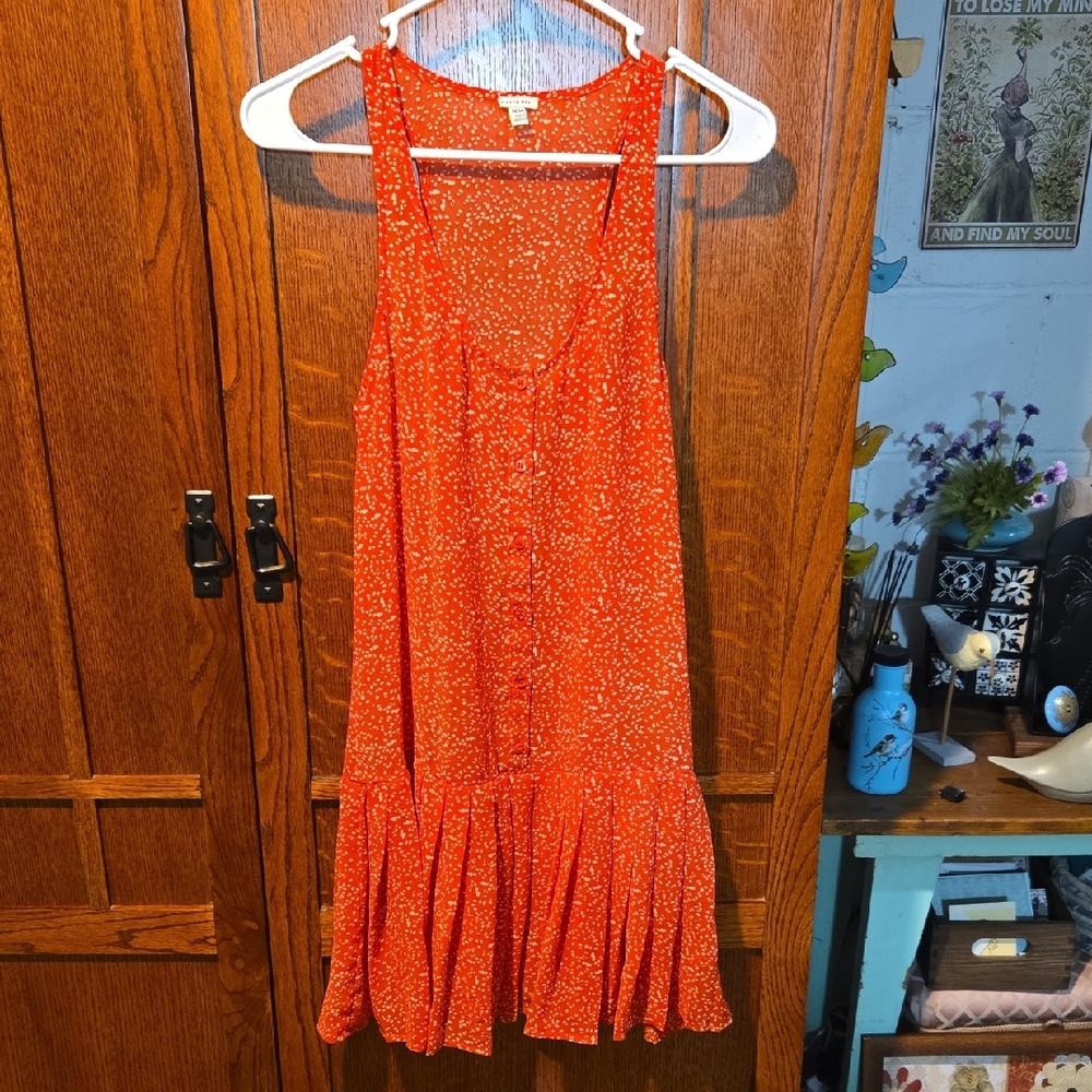 H81 Size Medium Red Semi-Sheer Racerback Dress